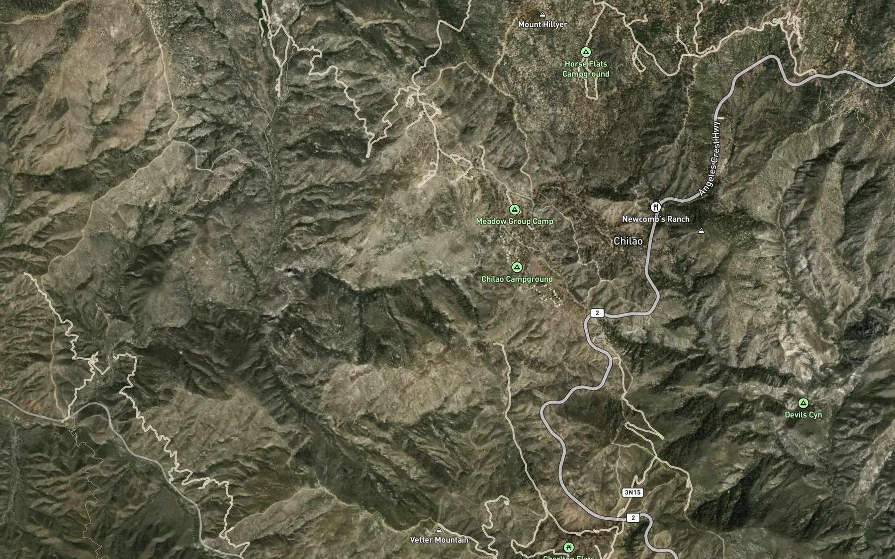 Satellite map of the Chilao Creek