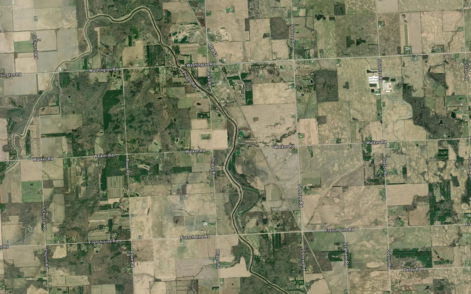 Satellite map of the Kelly Creek