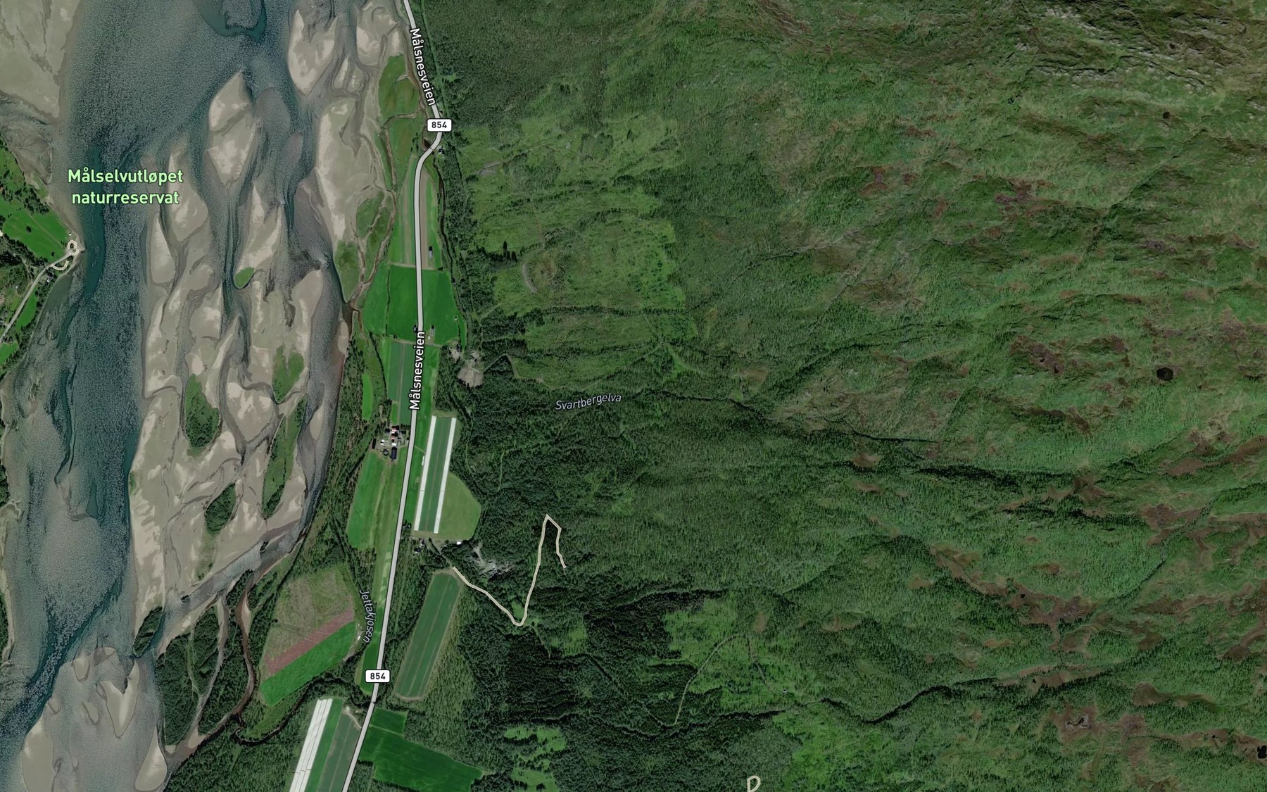 Satellite map of the Svartbergelva