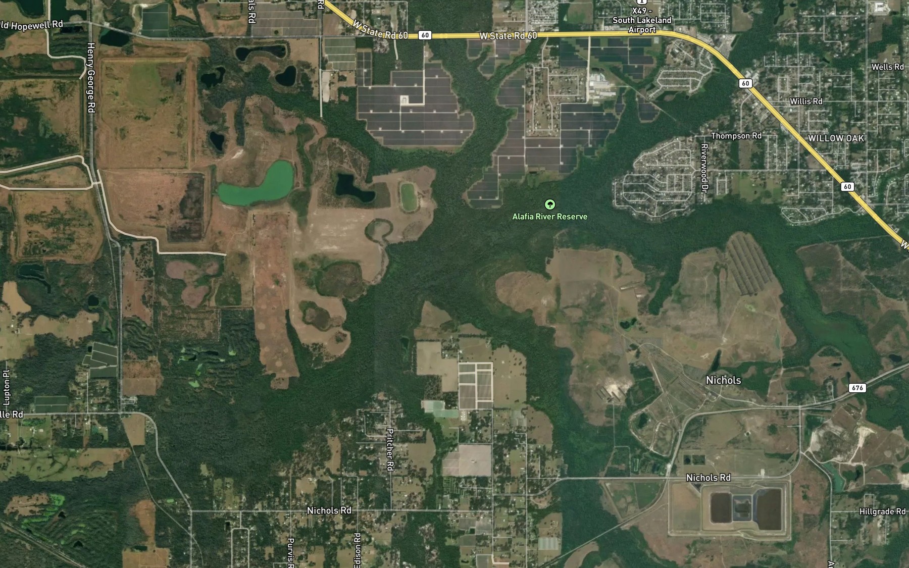 Satellite map of the Thirtymile Creek
