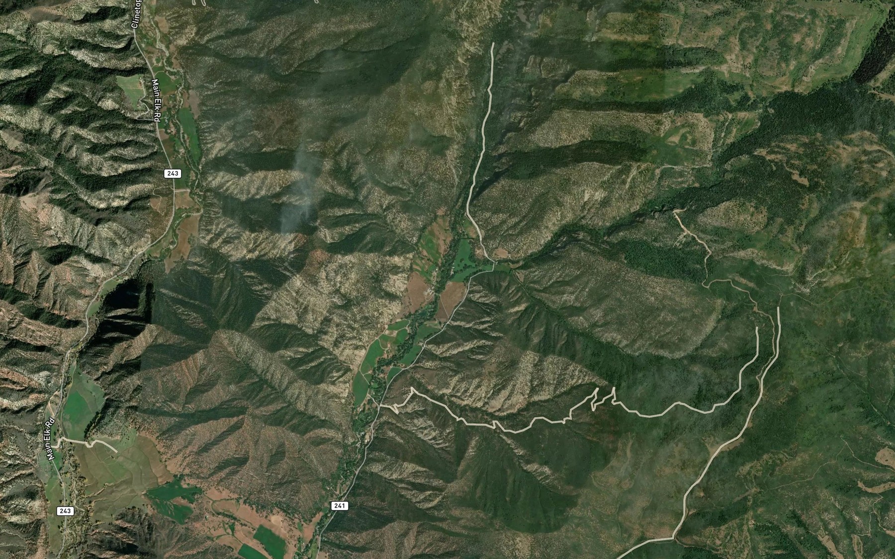Satellite map of the Boiler Creek