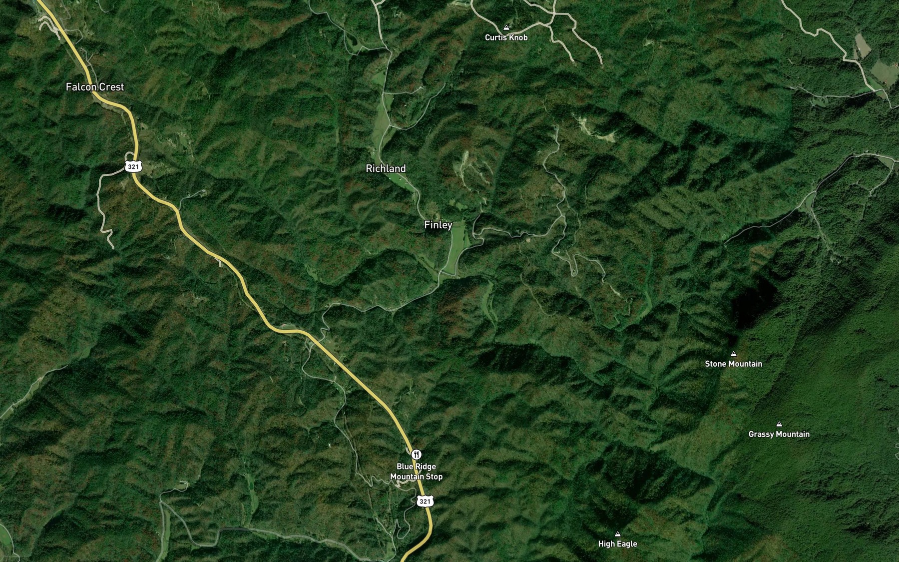 Satellite map of the Toms Branch