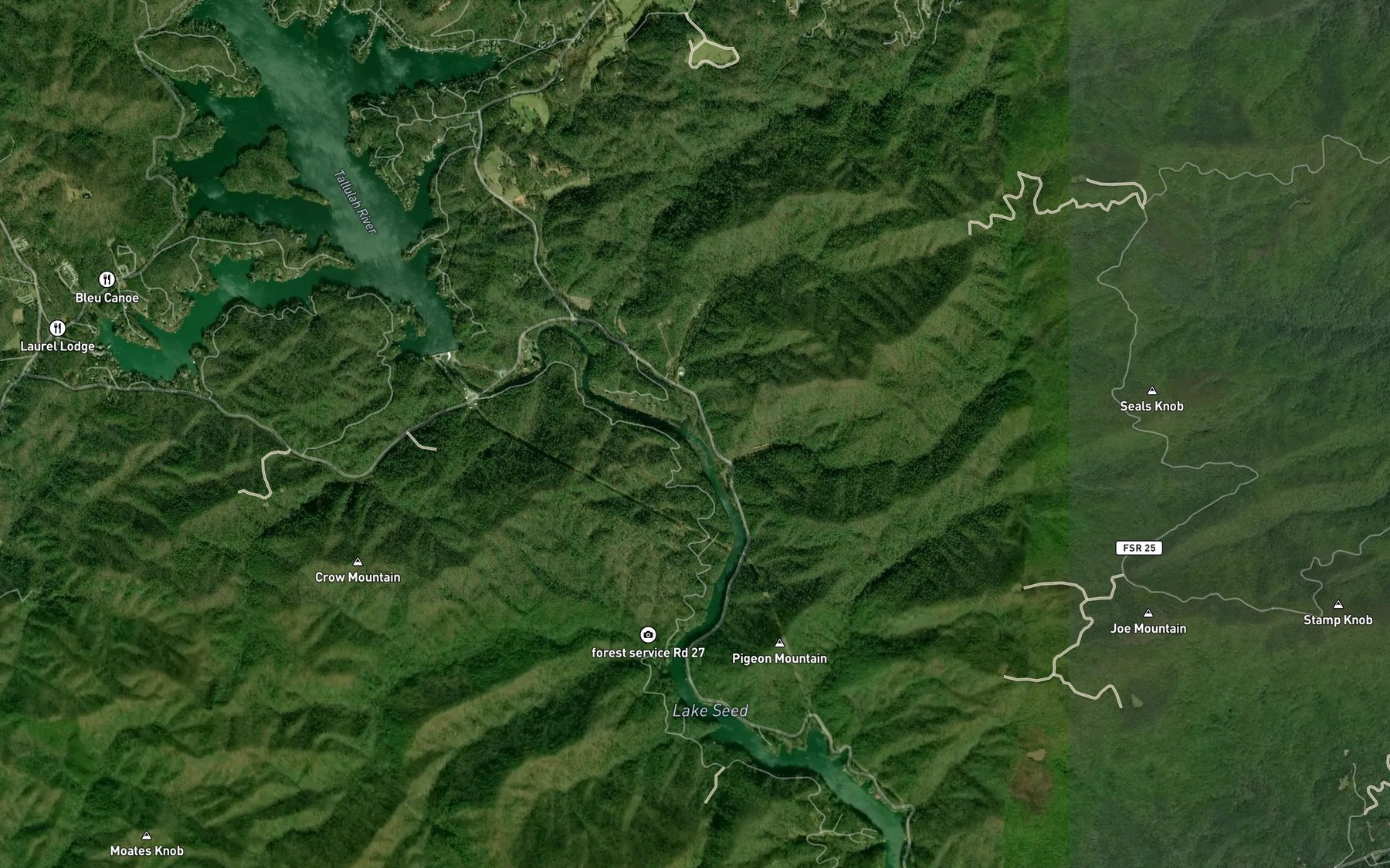 Satellite map of the Bridge Creek