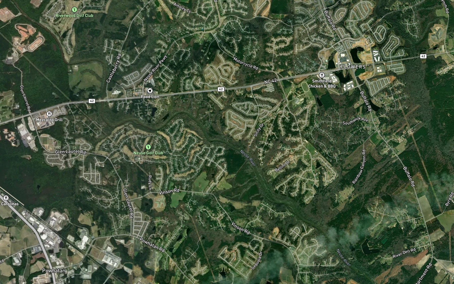 Satellite map of the Mill Creek