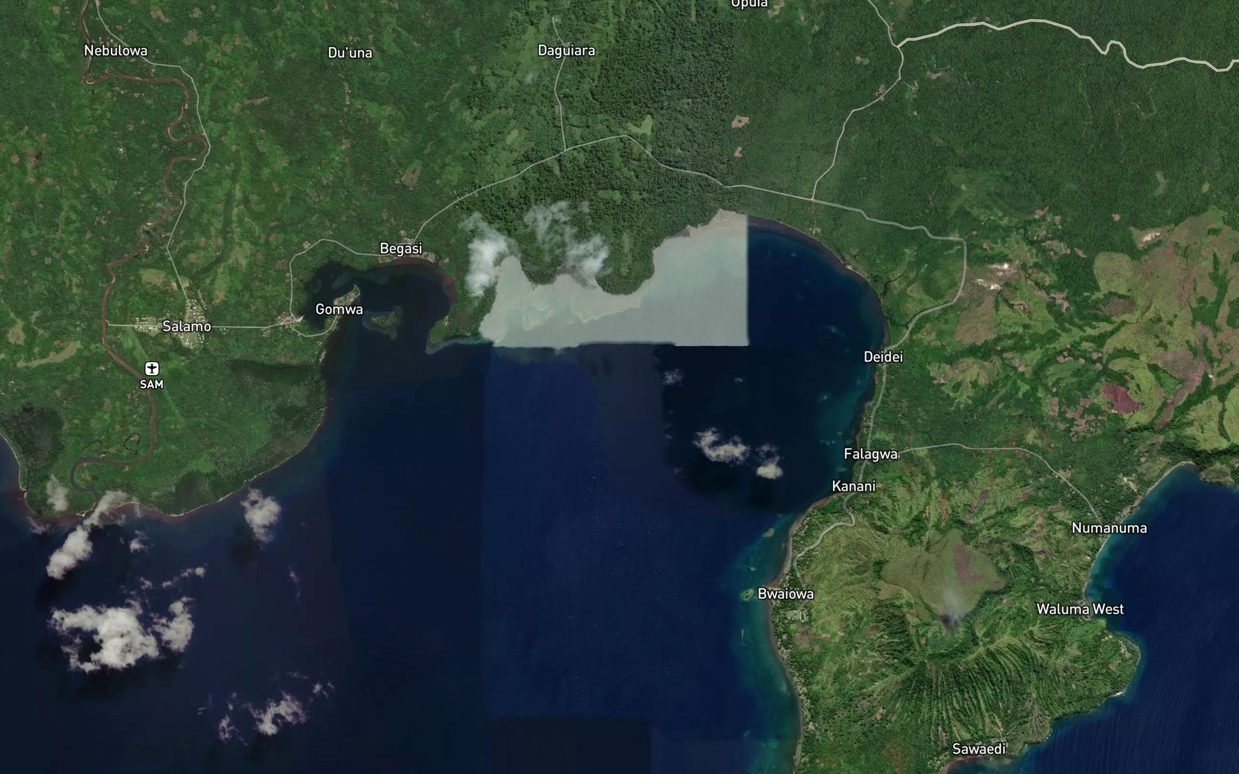 Satellite map of the Gomwa Bay
