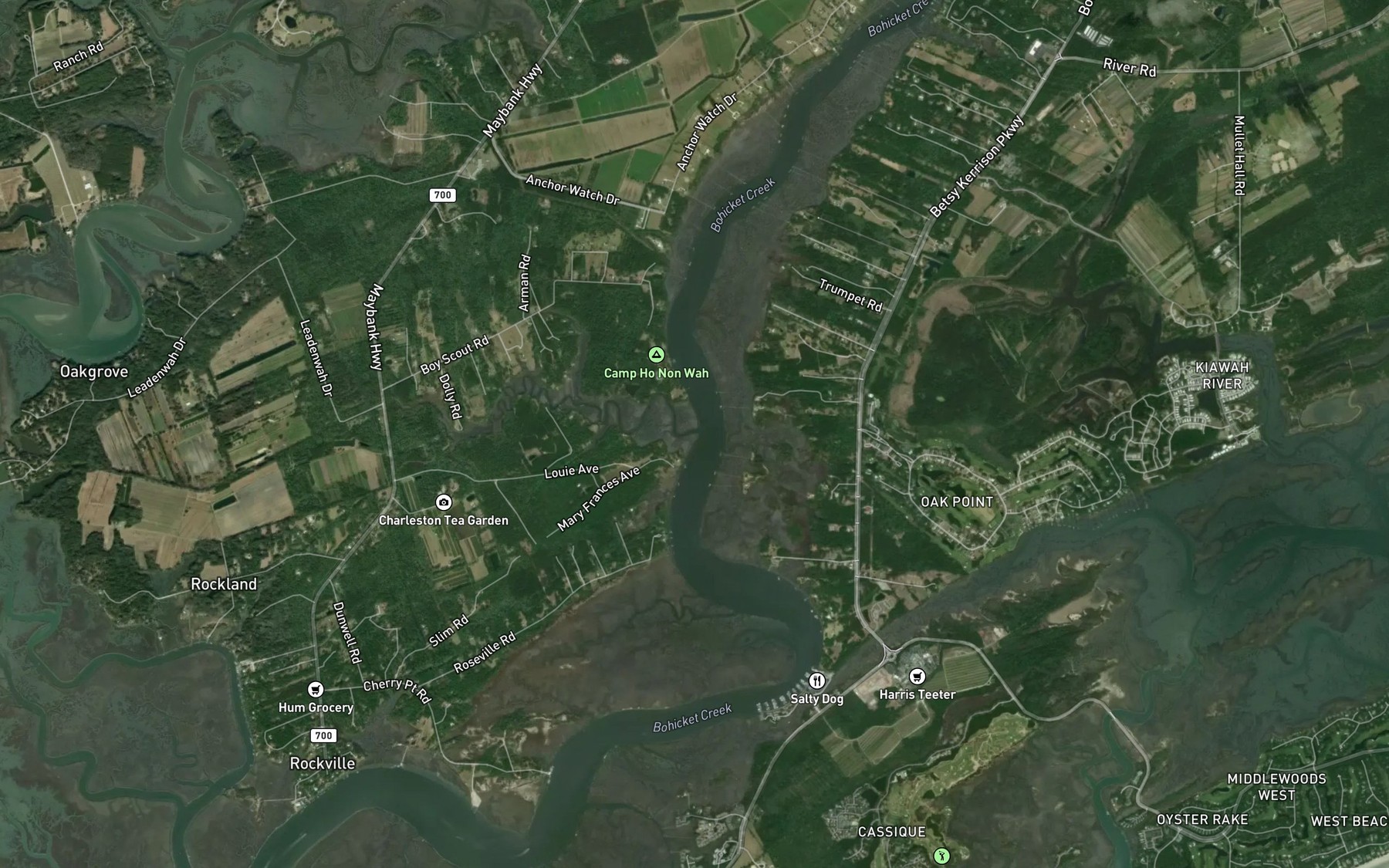 Satellite map of the Fickling Creek