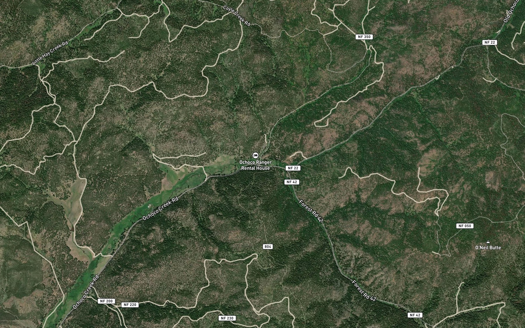 Satellite map of the Coyle Creek
