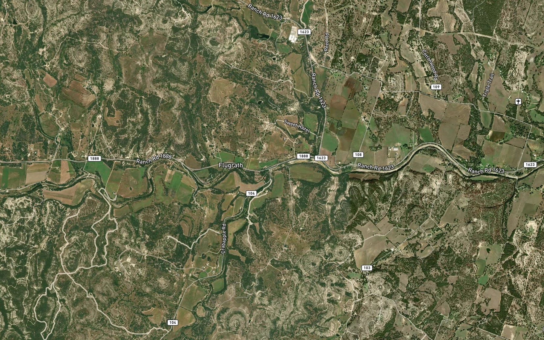 Satellite map of the Crabapple Creek