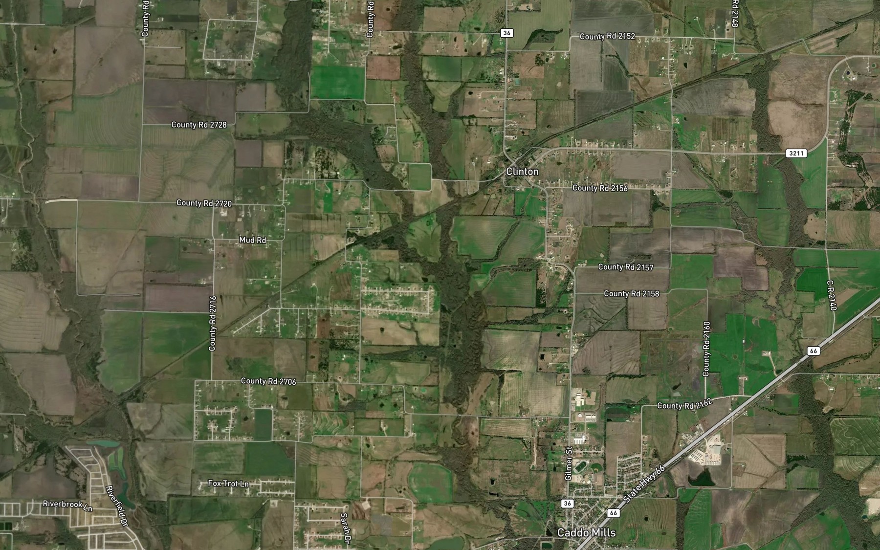 Satellite map of the Middle Caddo Creek