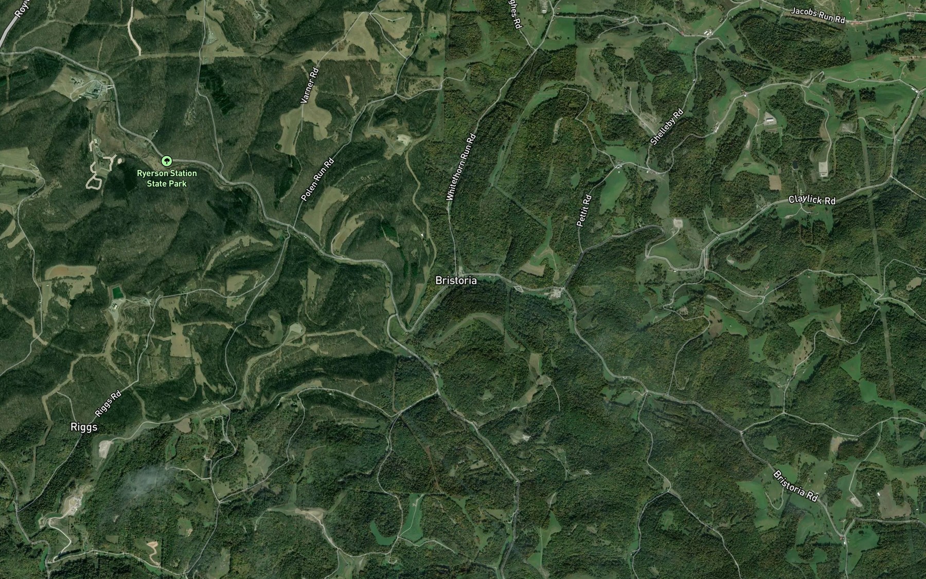Satellite map of the Whitethorn Run