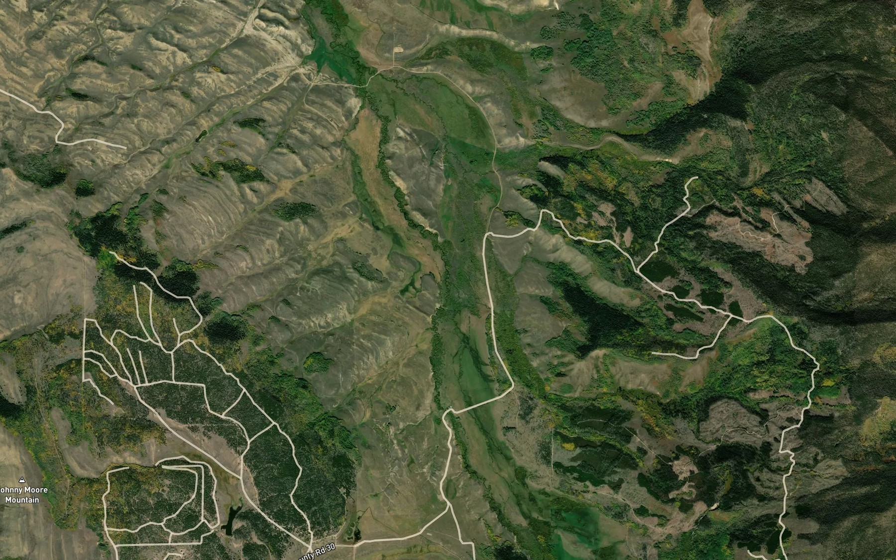 Satellite map of the Kelly Creek