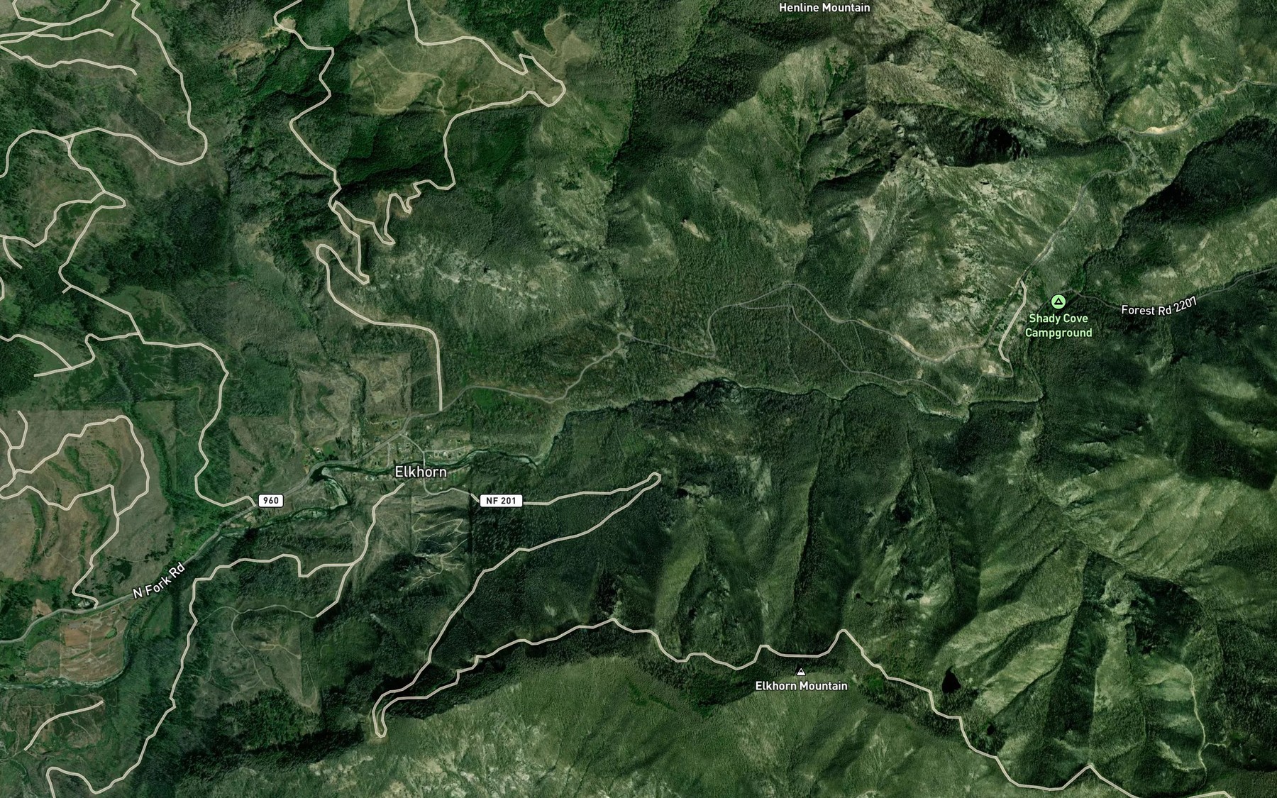 Satellite map of the Henline Creek