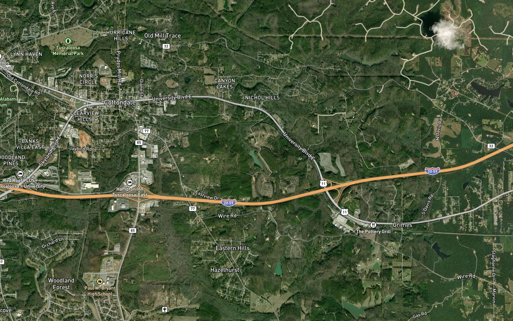 Satellite map of the Echo Lake