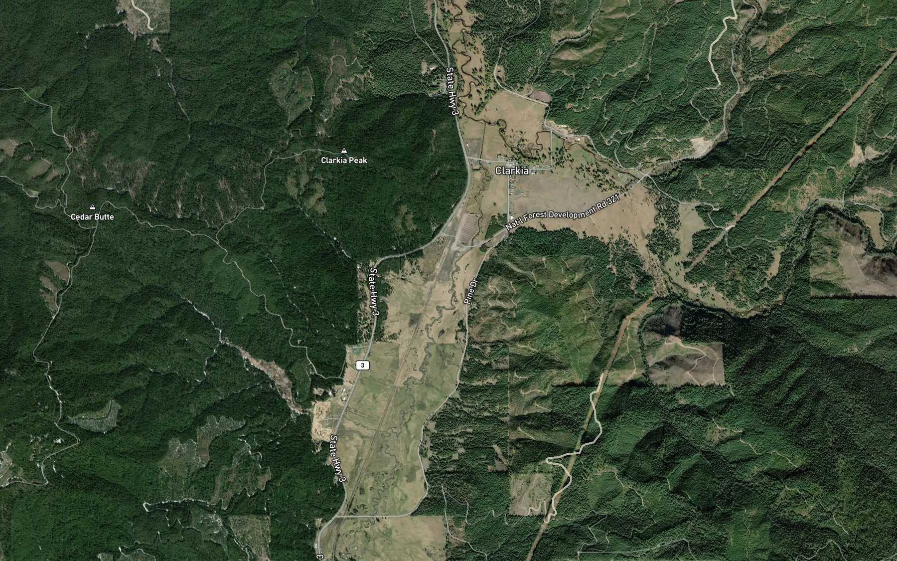Satellite map of the Estes Creek