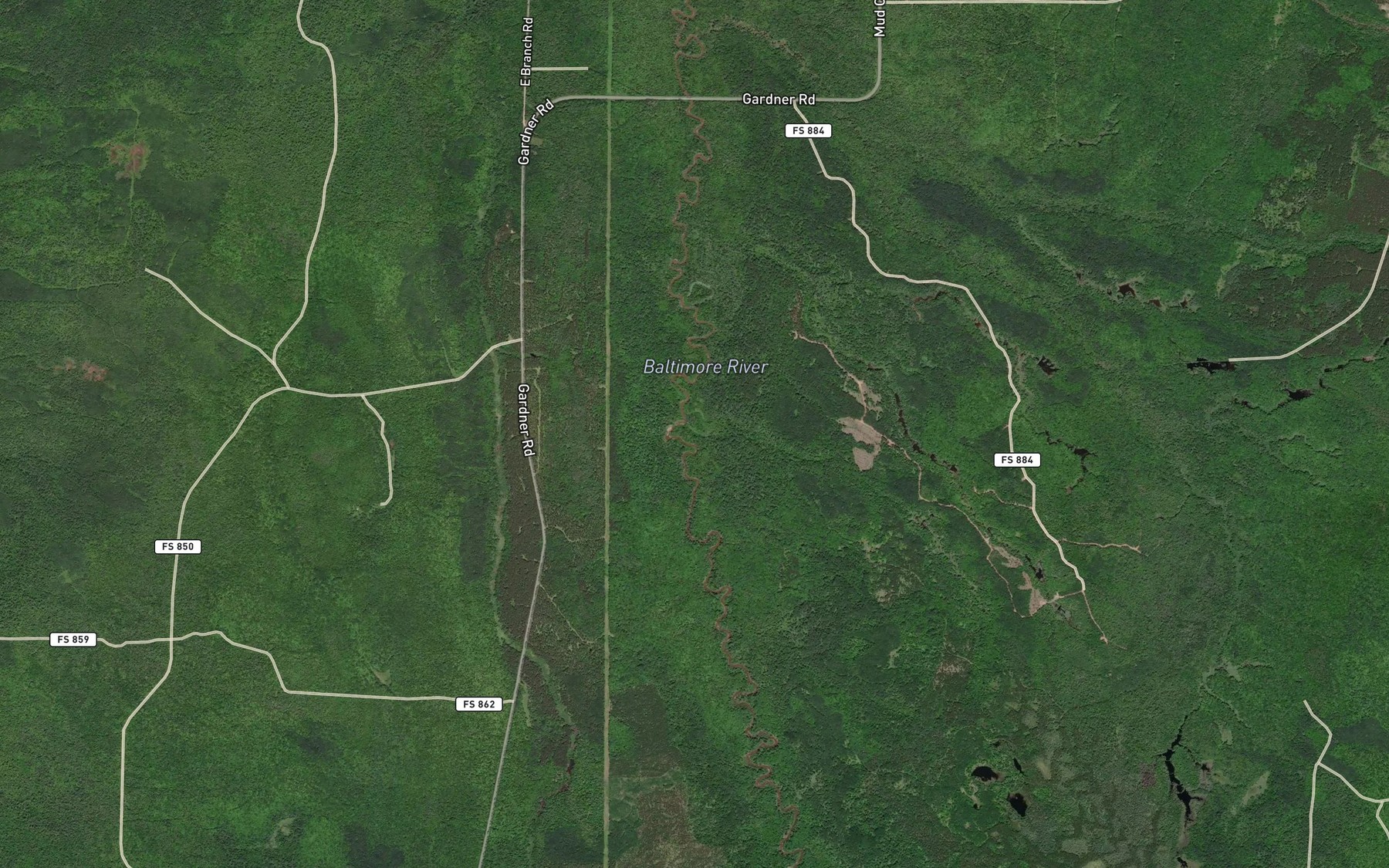 Satellite map of the Grade Creek