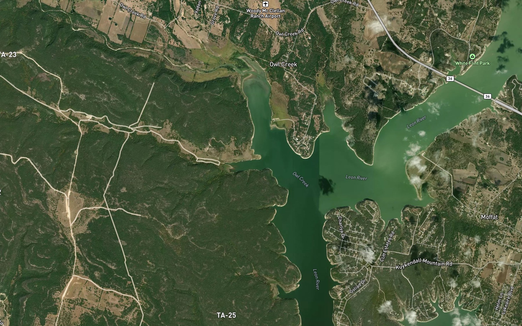 Satellite map of the Bear Creek