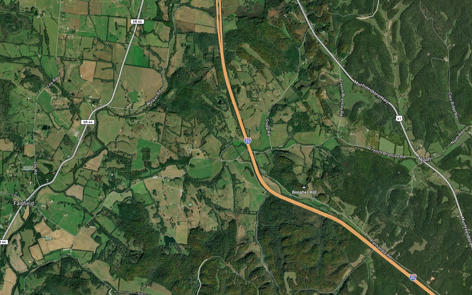 Satellite map of the Panhandle Branch