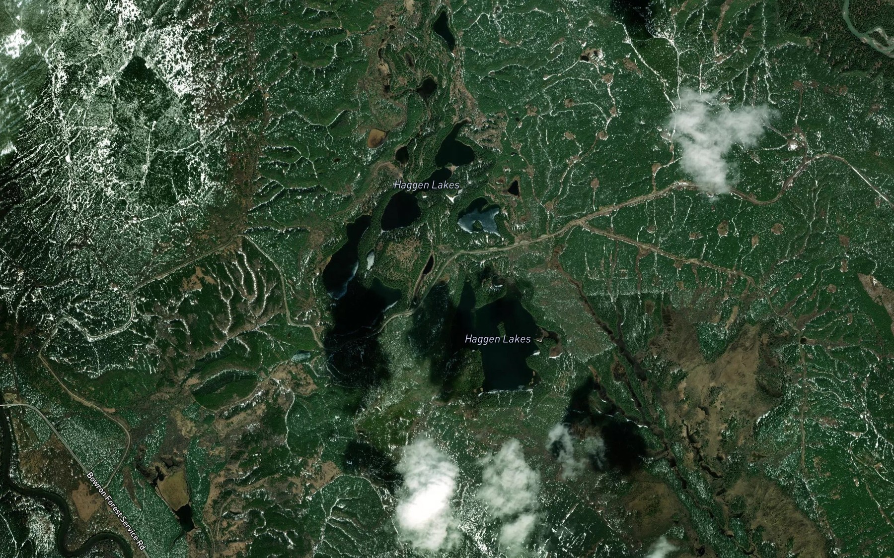 Satellite map of the Haggen Lakes