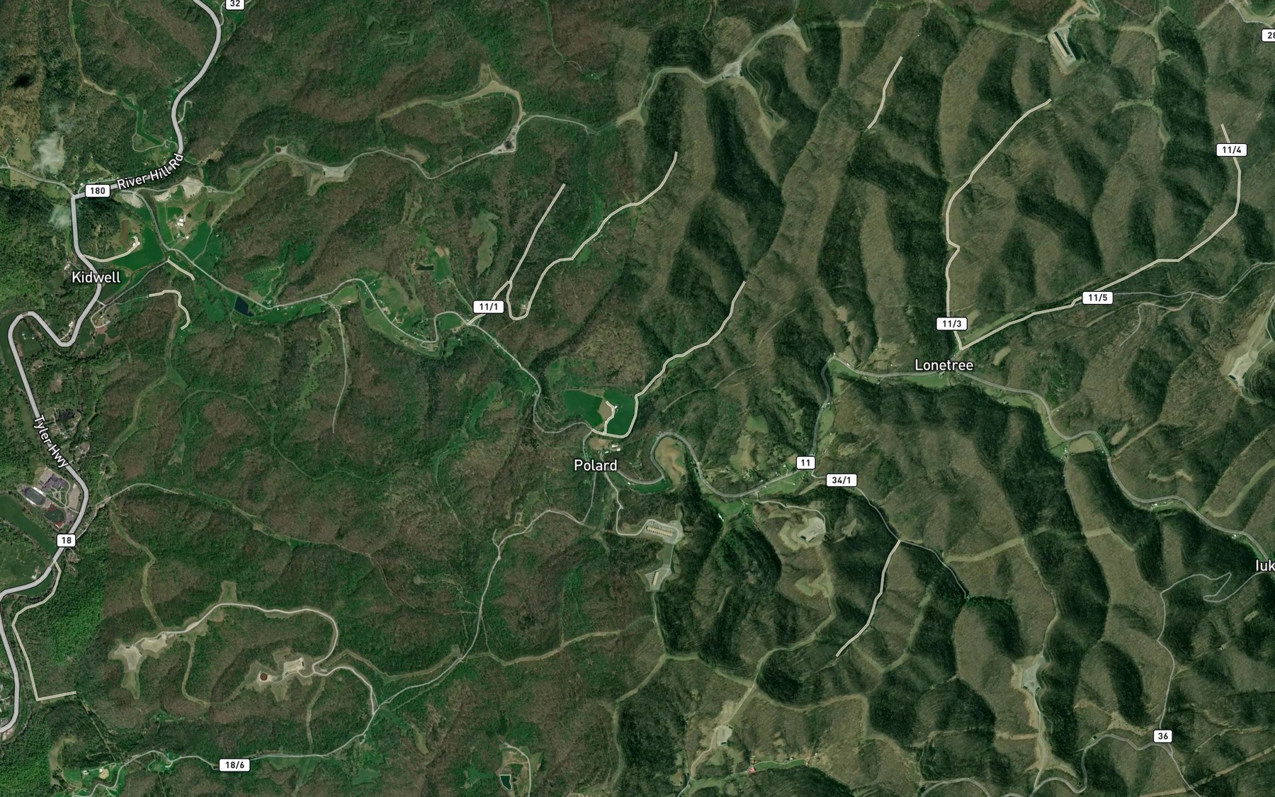 Satellite map of the Big Run