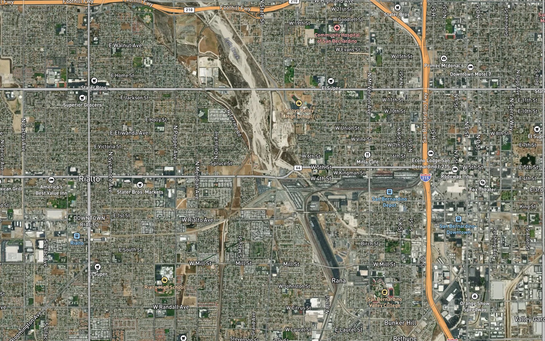 Satellite map of the Lytle Creek Basin