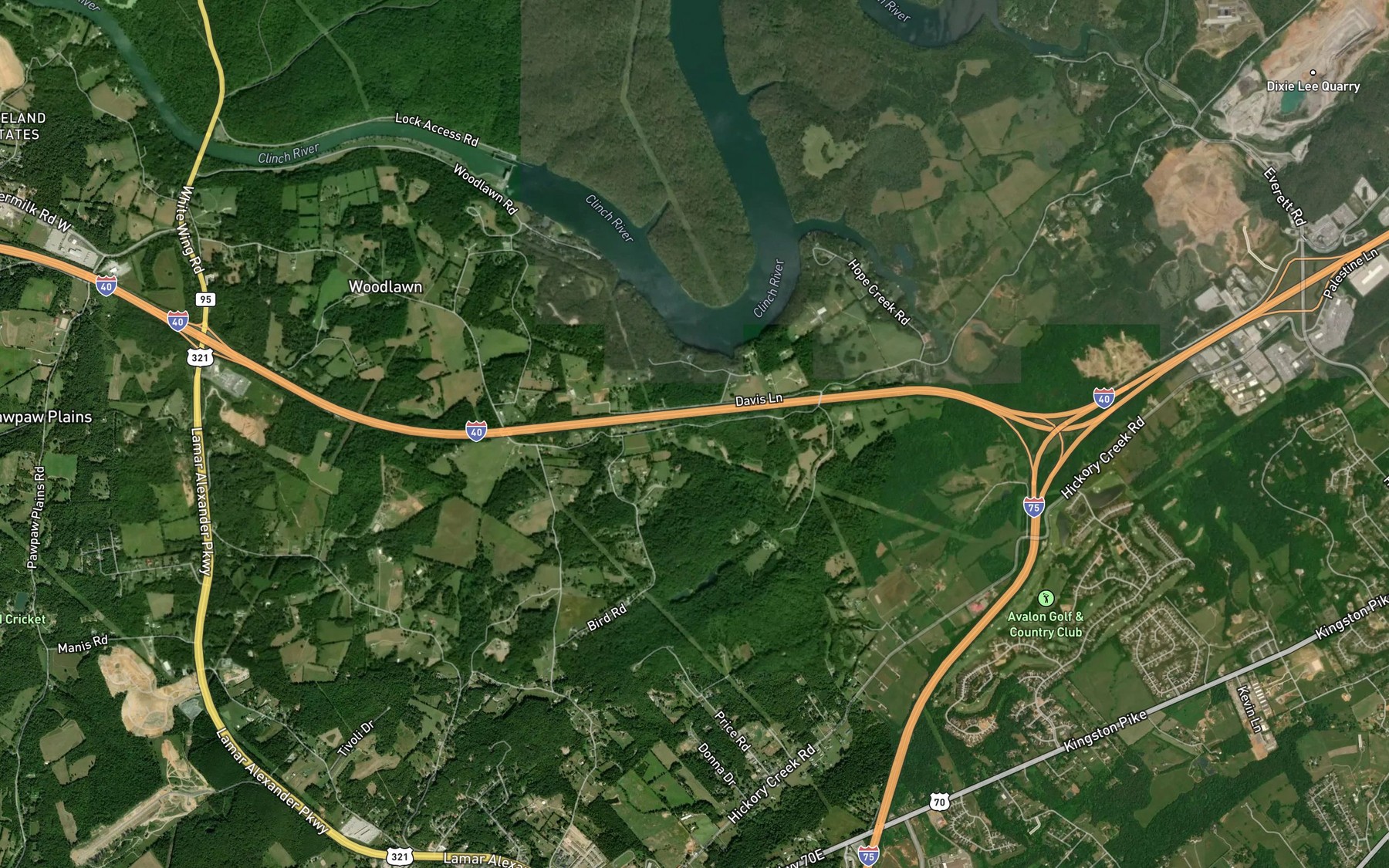 Satellite map of the Wallace Creek
