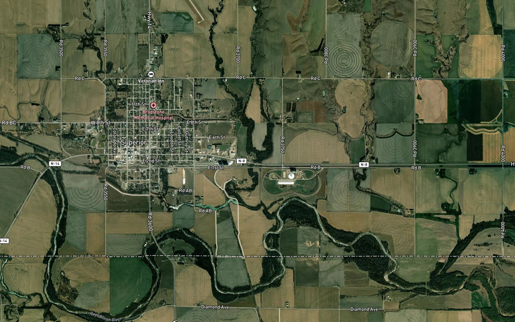Satellite map of the Oak Creek