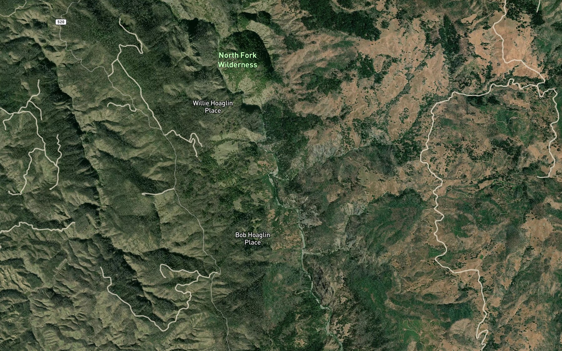 Satellite map of the Willow Creek
