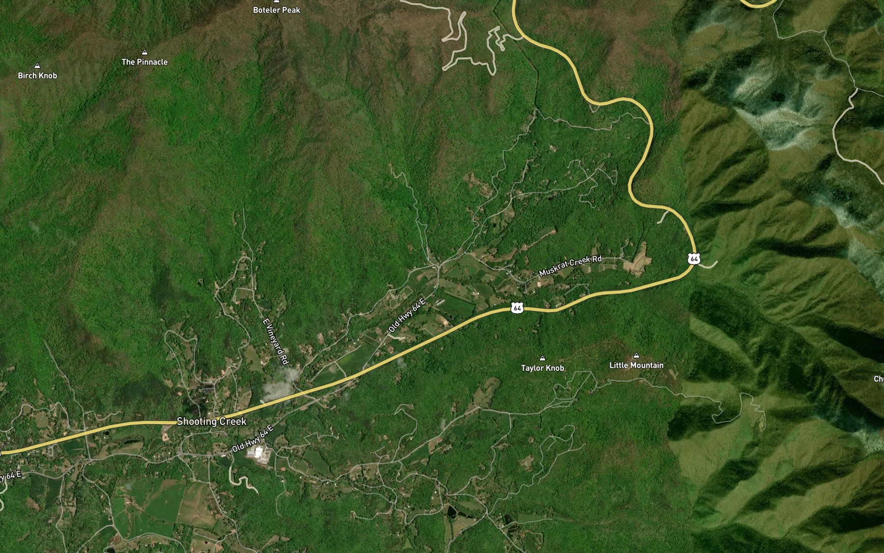 Satellite map of the Mill Creek