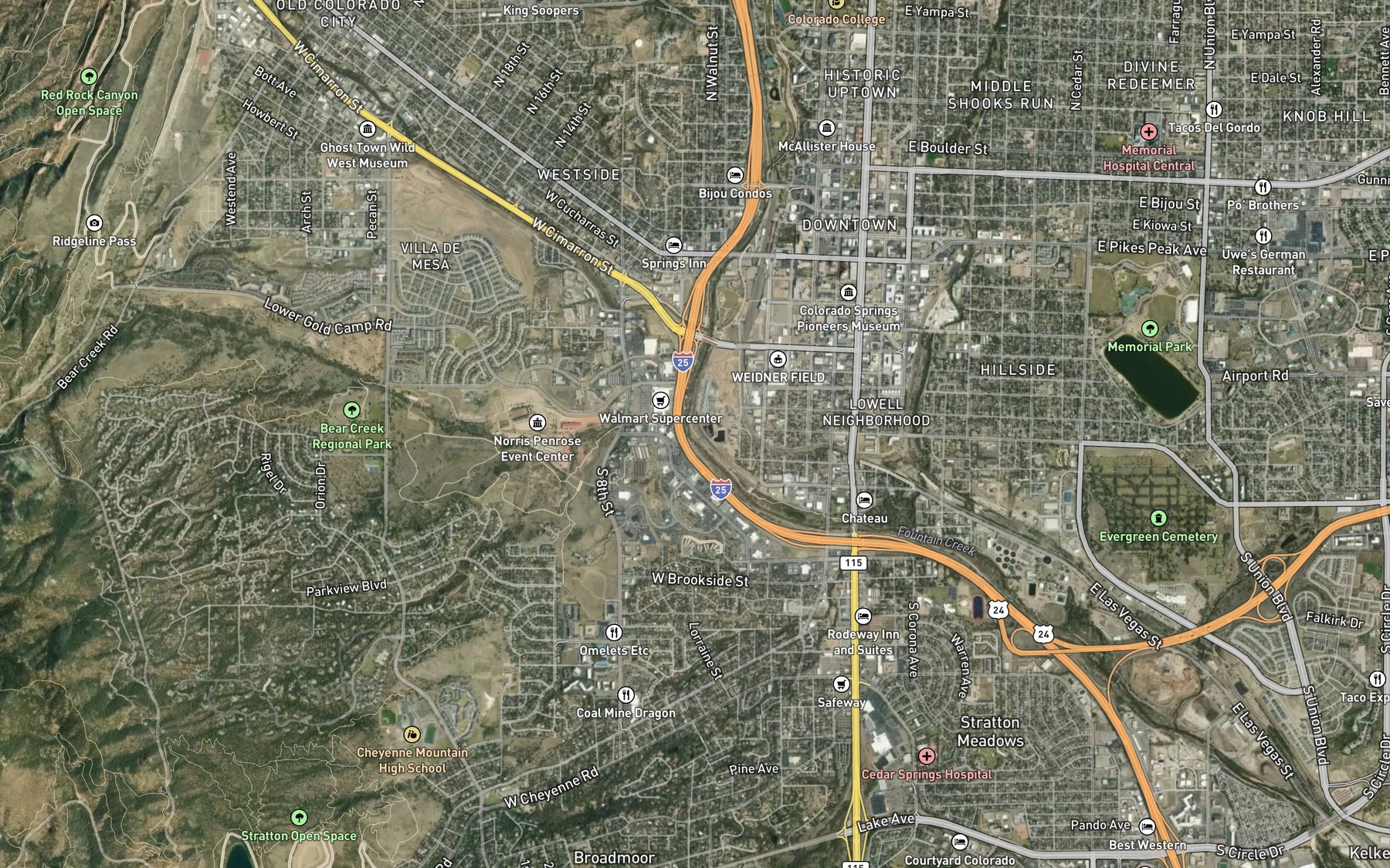 Satellite map of the Bear Creek