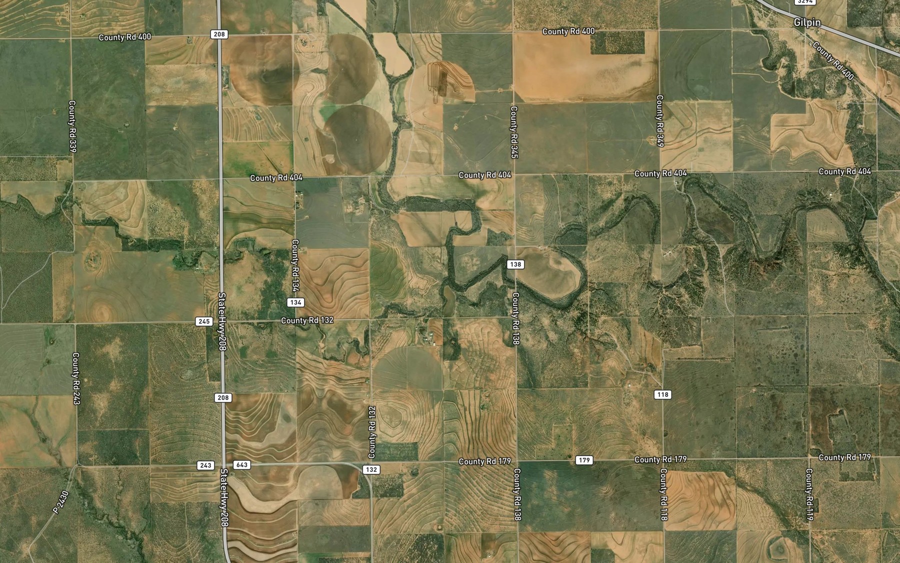 Satellite map of the Camp Creek