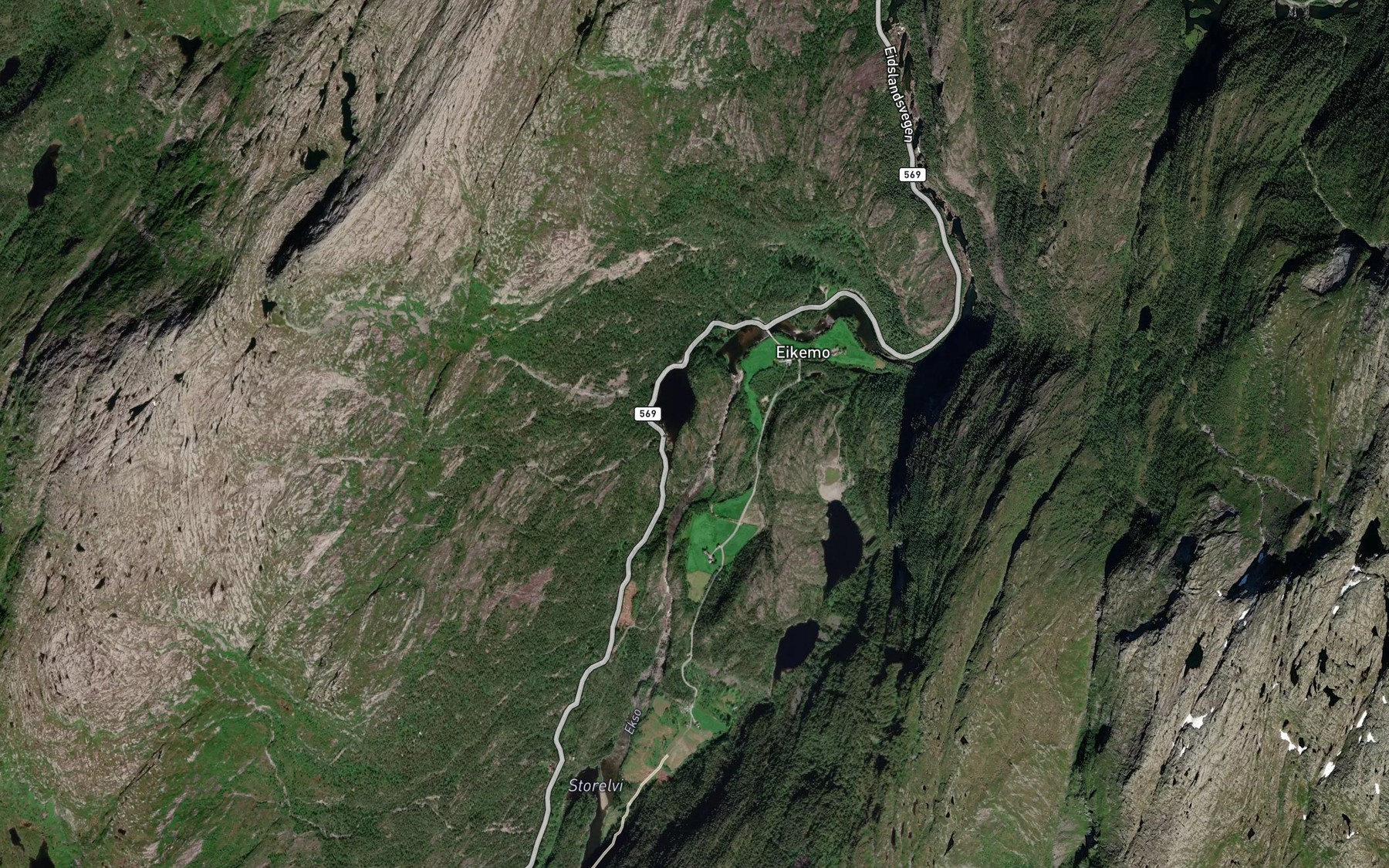 Satellite map of the Hosefossen