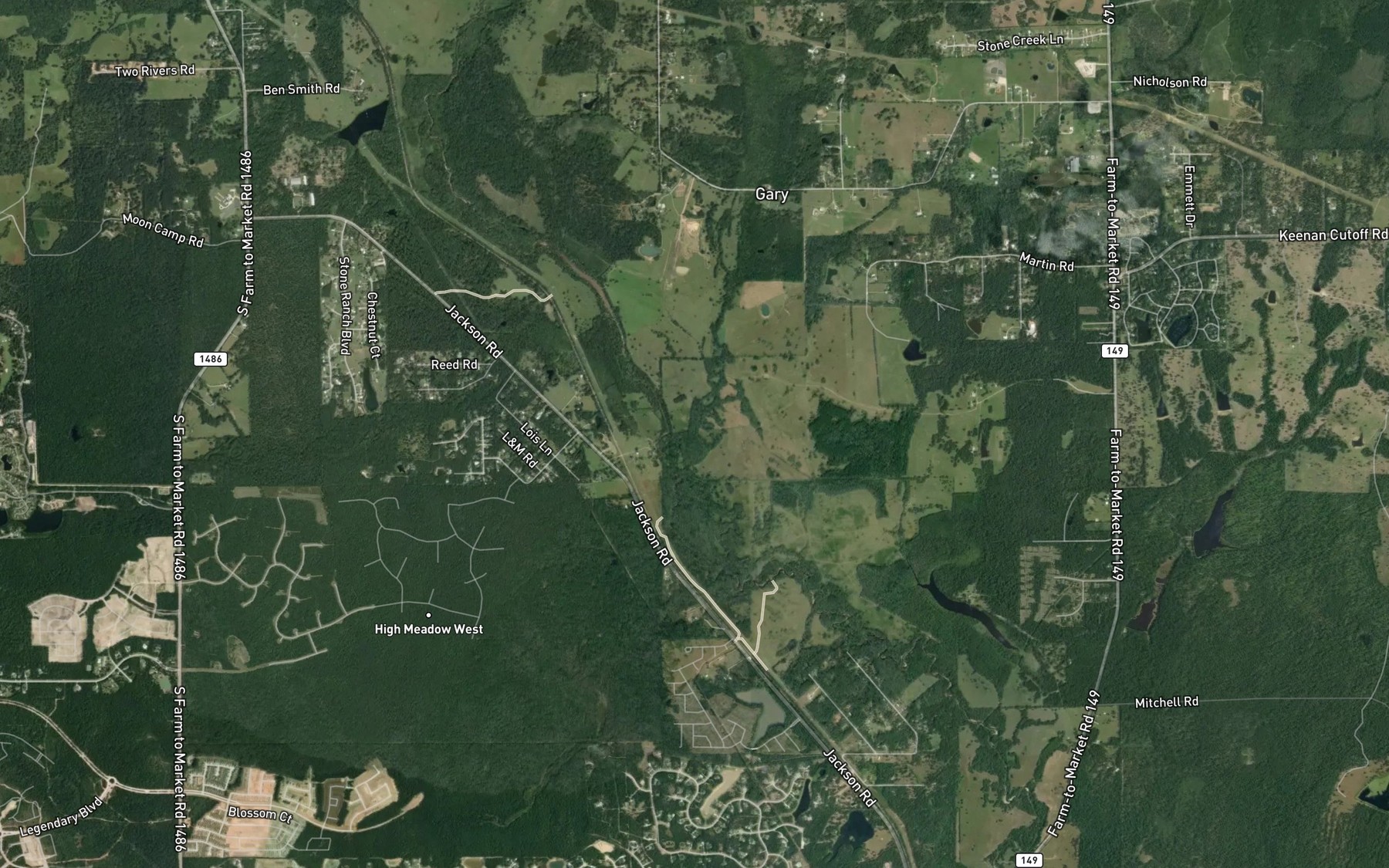 Satellite map of the Landrum Creek