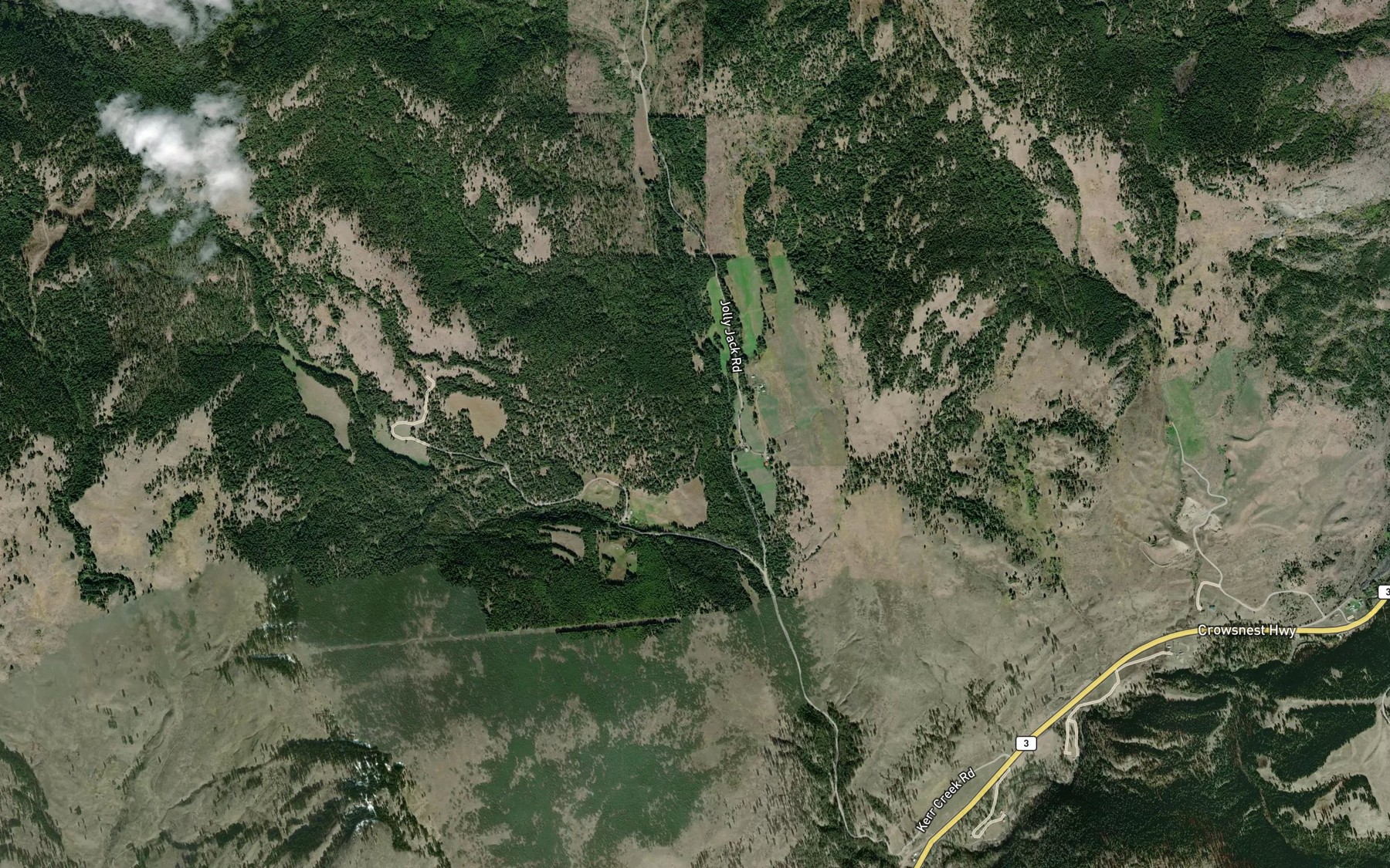 Satellite map of the Bauer Creek