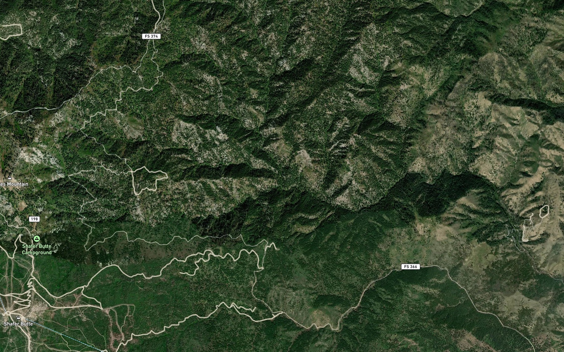 Satellite map of the North Fork Macks Creek