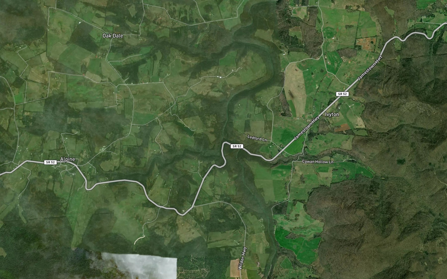 Satellite map of the Nettlecarrier Creek
