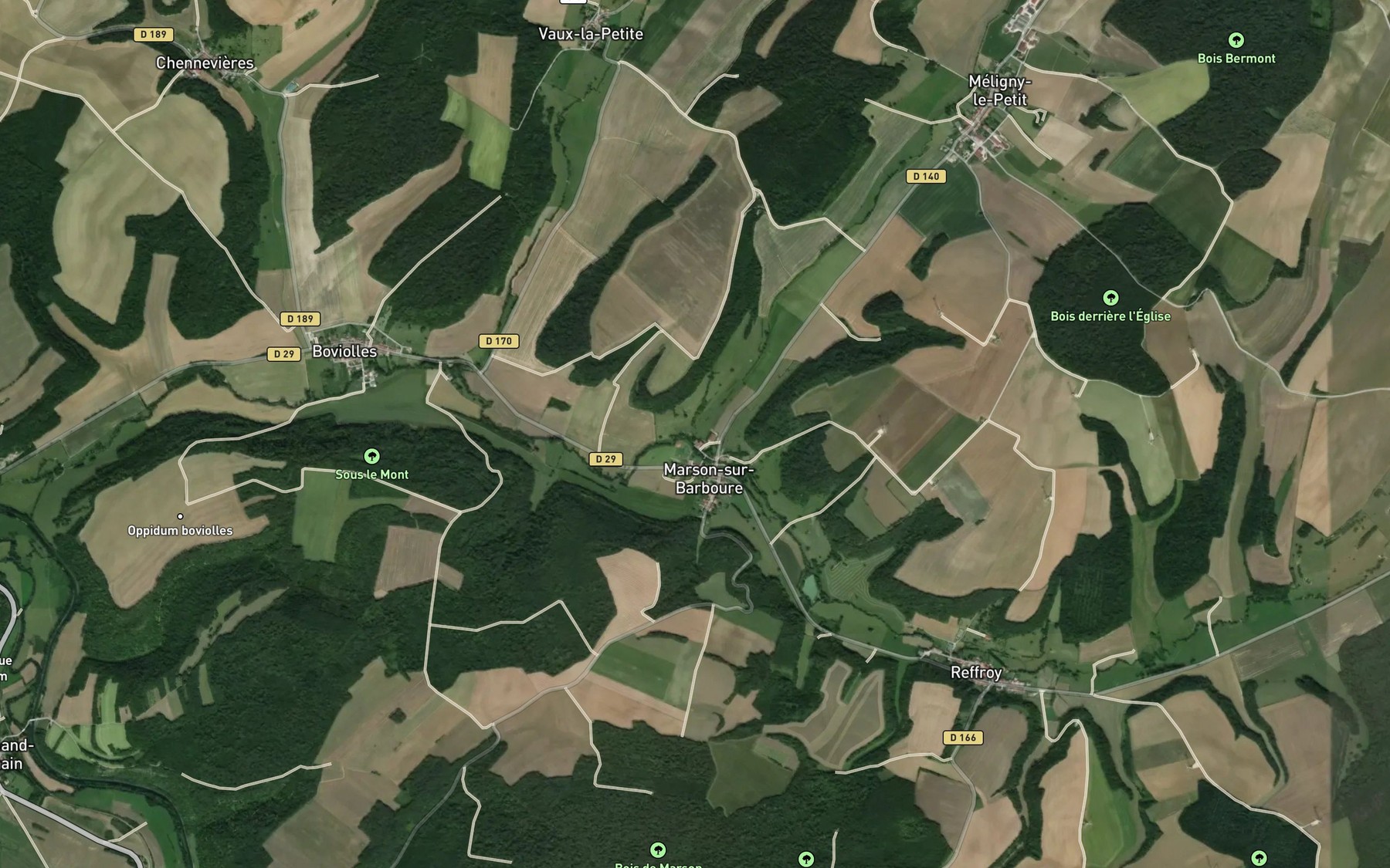 Satellite map of the Ruisseau de Meligny