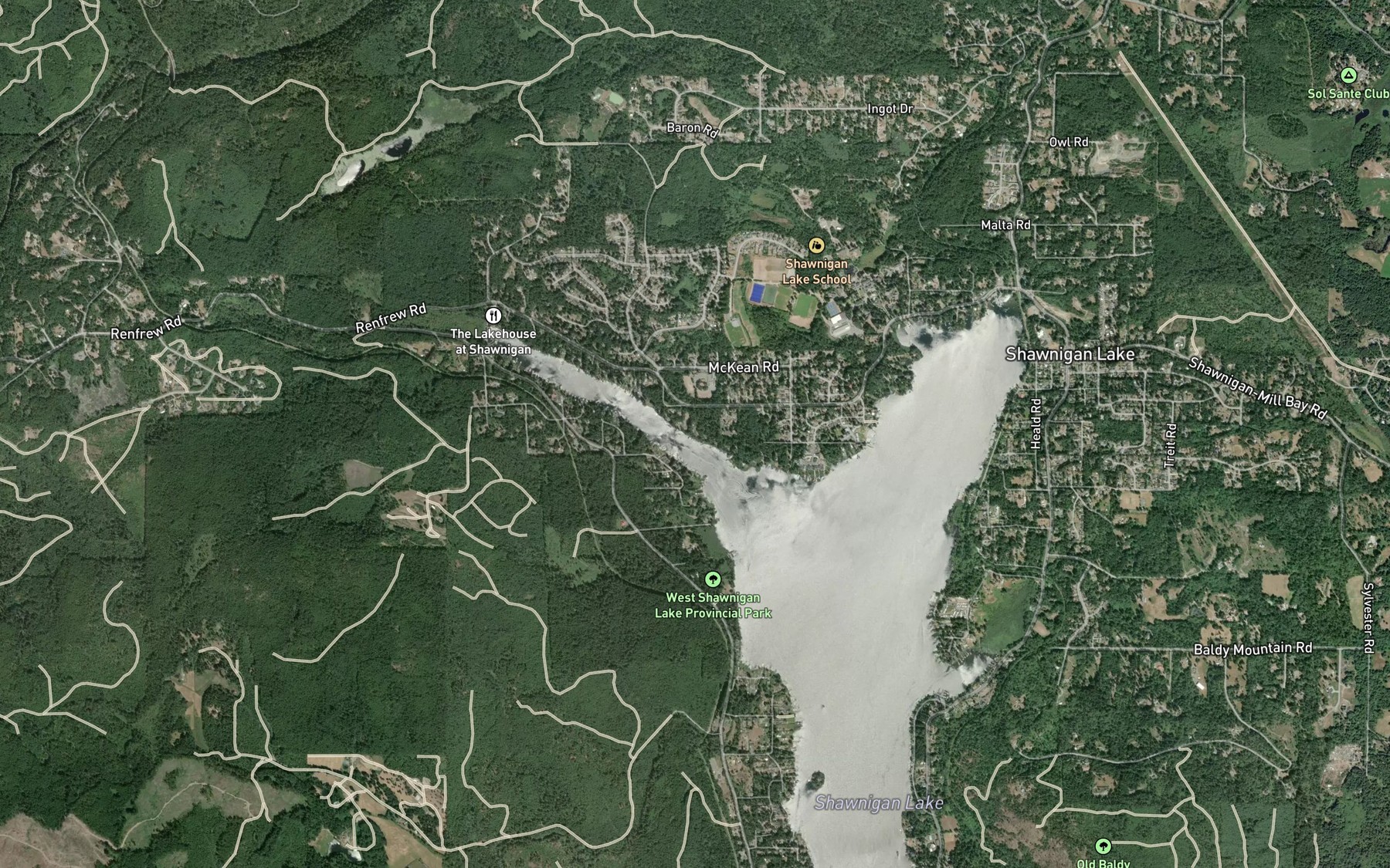 Satellite map of the West Arm