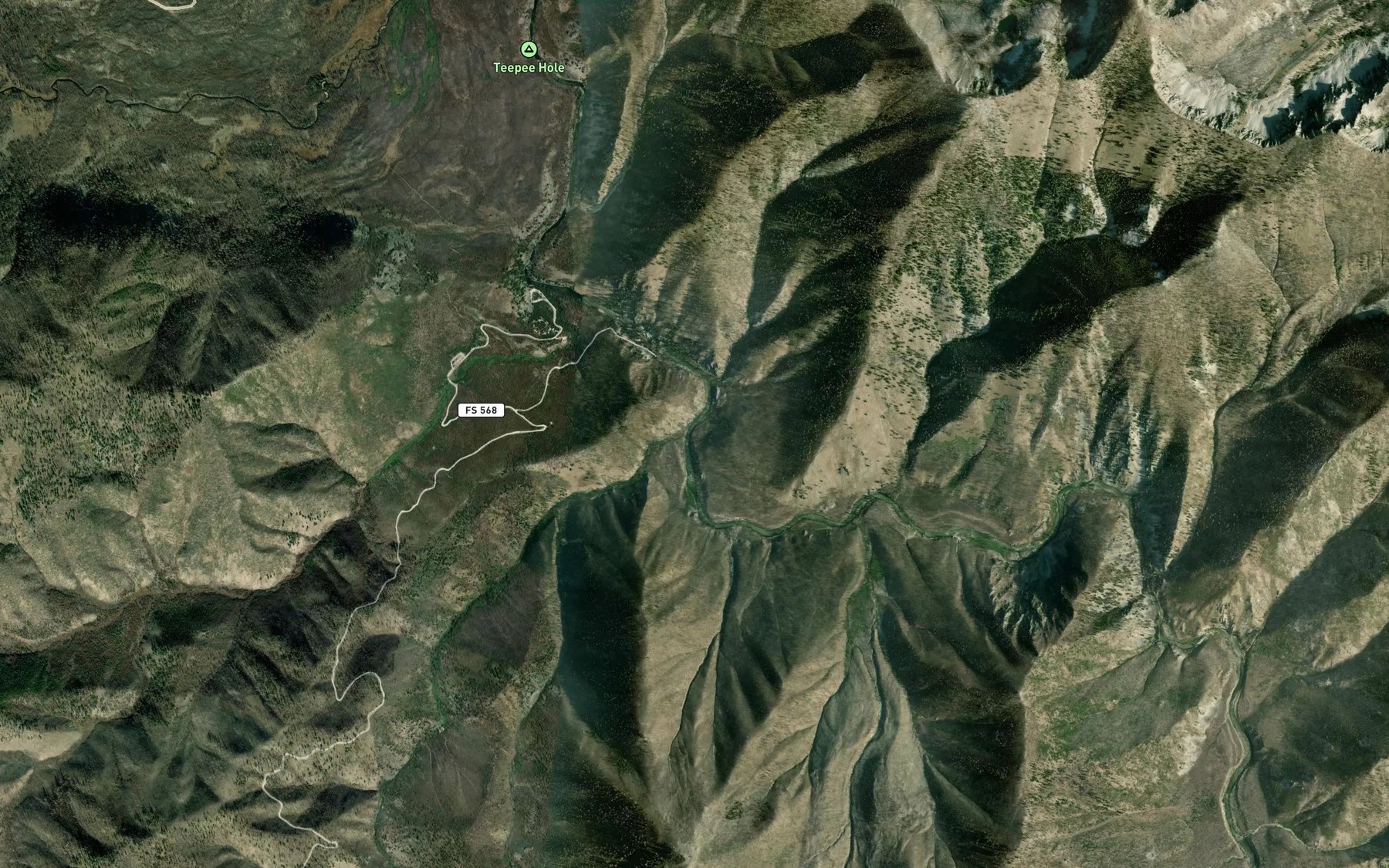 Satellite map of the Dagger Creek