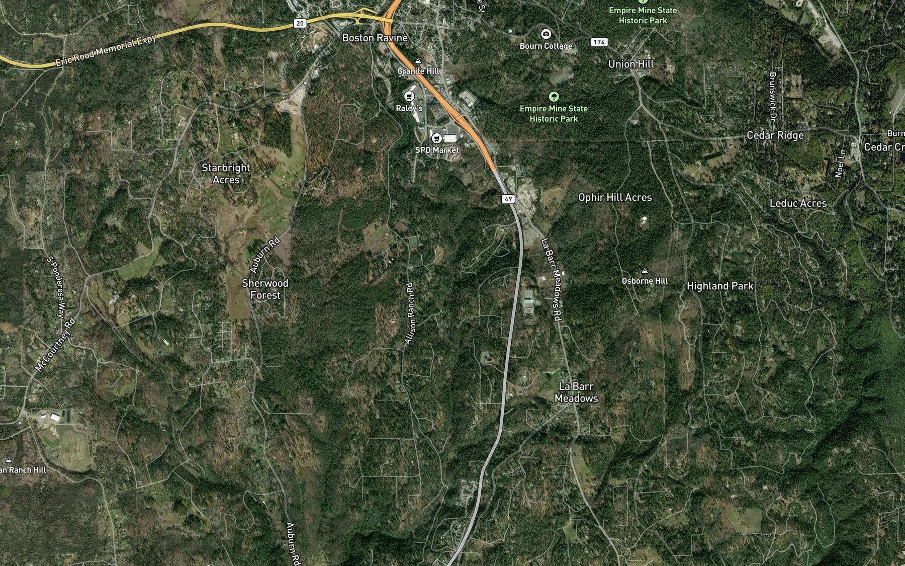 Satellite map of the Critter Creek