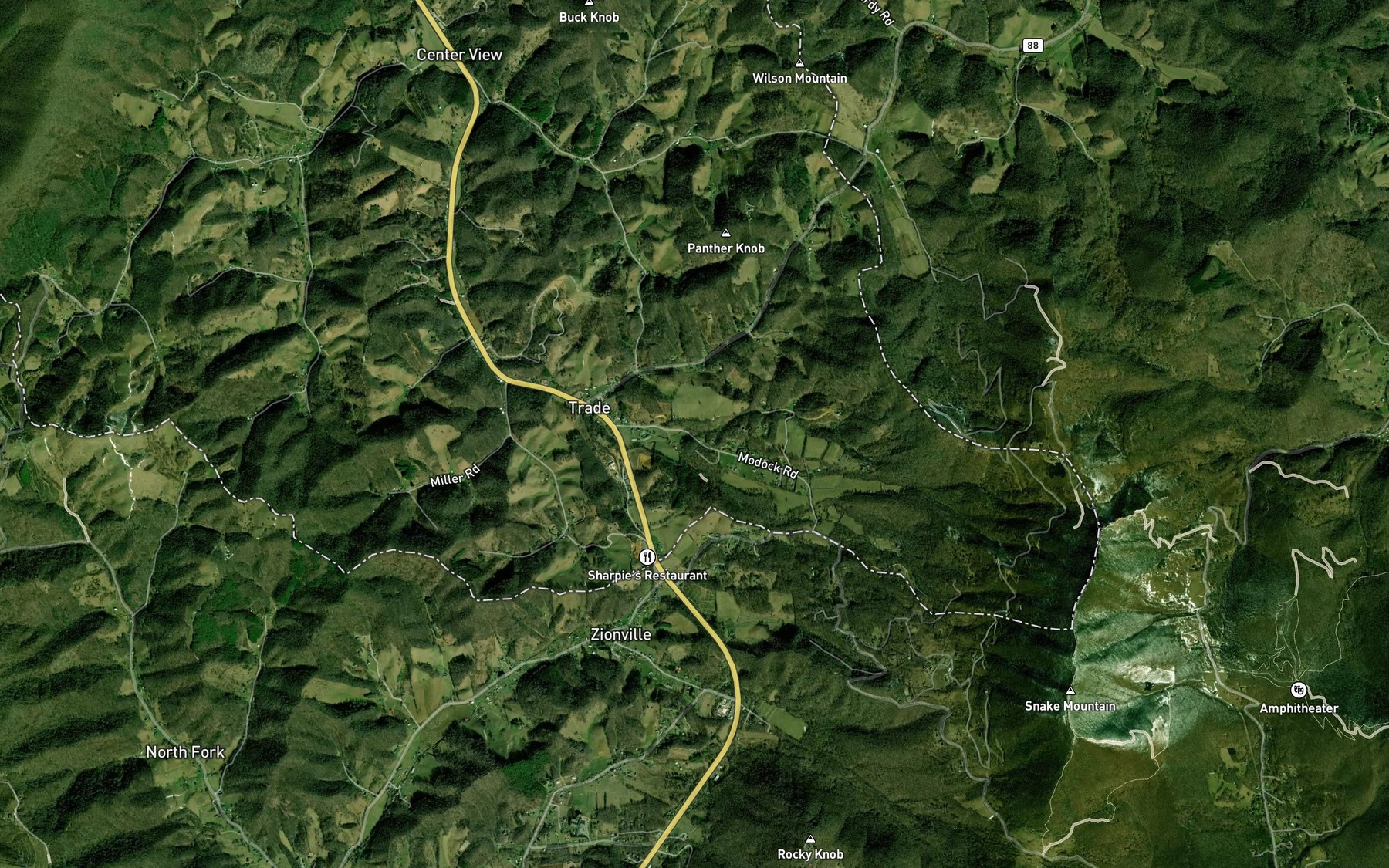 Satellite map of the Reece Branch