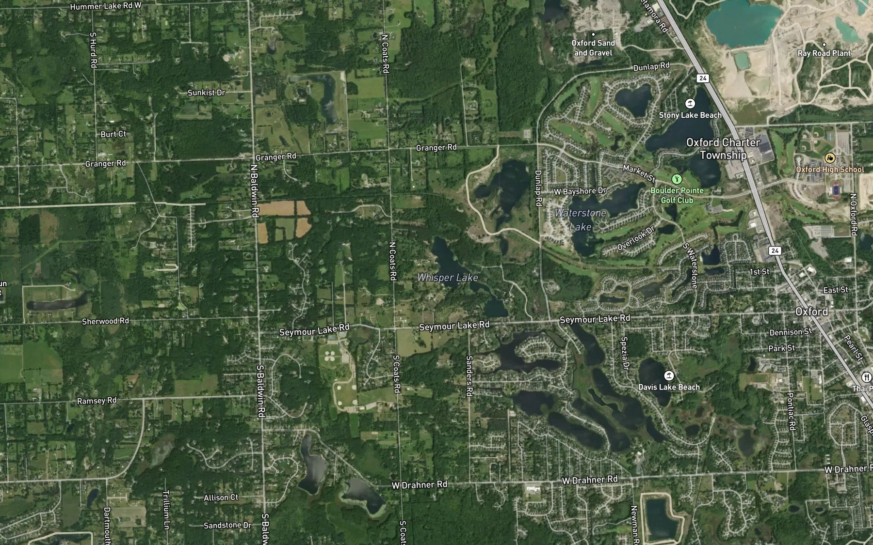 Satellite map of the Whisper Lake