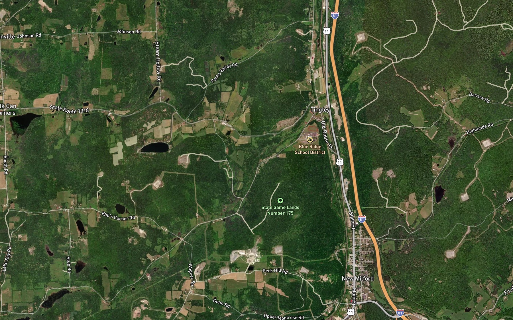Satellite map of the Beaver Creek