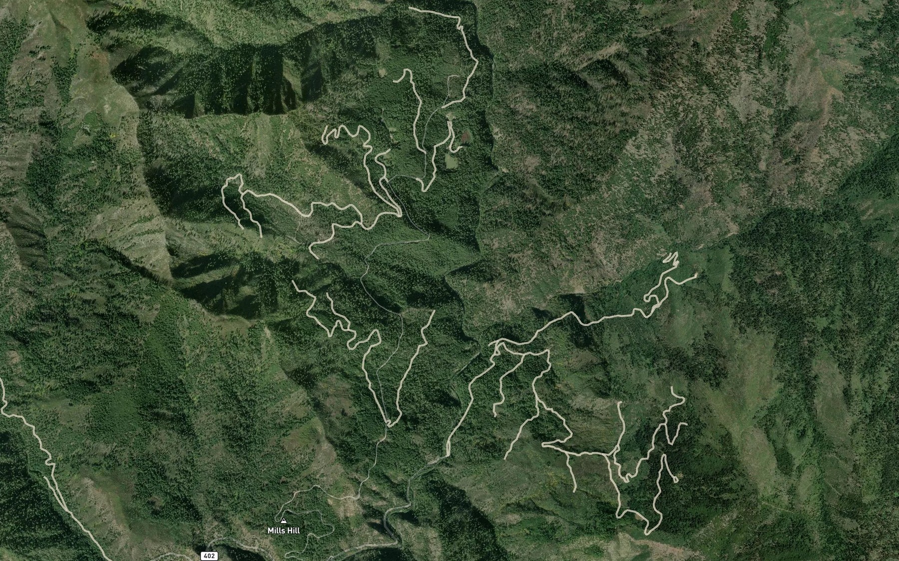 Satellite map of the Caraway Creek