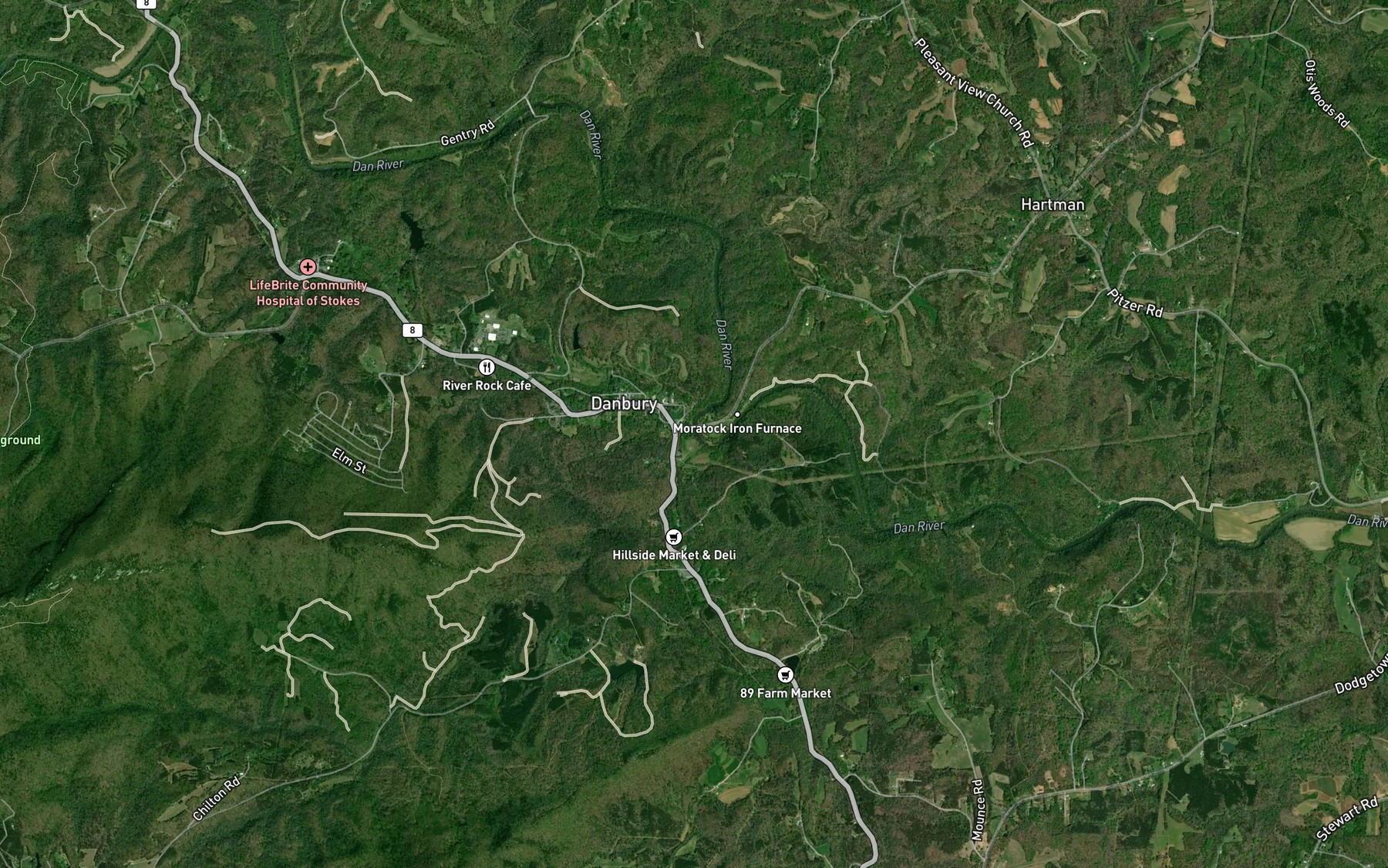 Satellite map of the Mill Creek