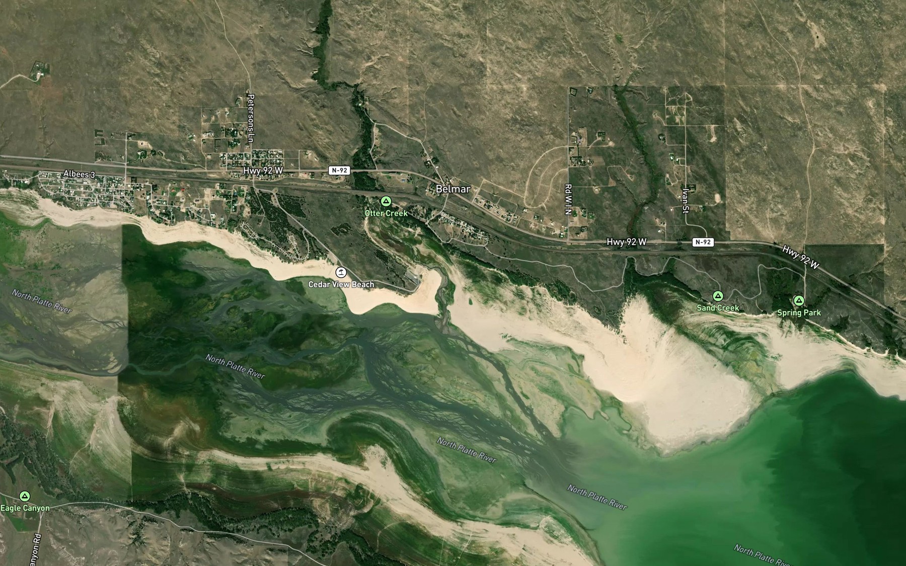Satellite map of the Otter Creek