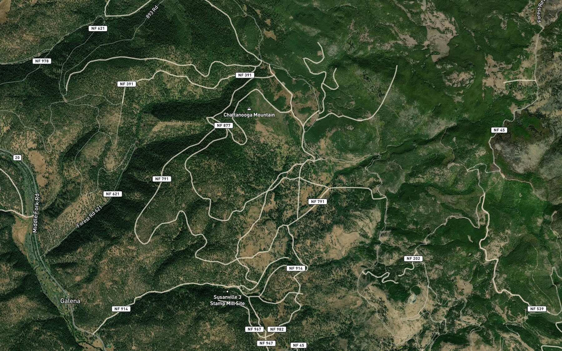Satellite map of the Denny Spring