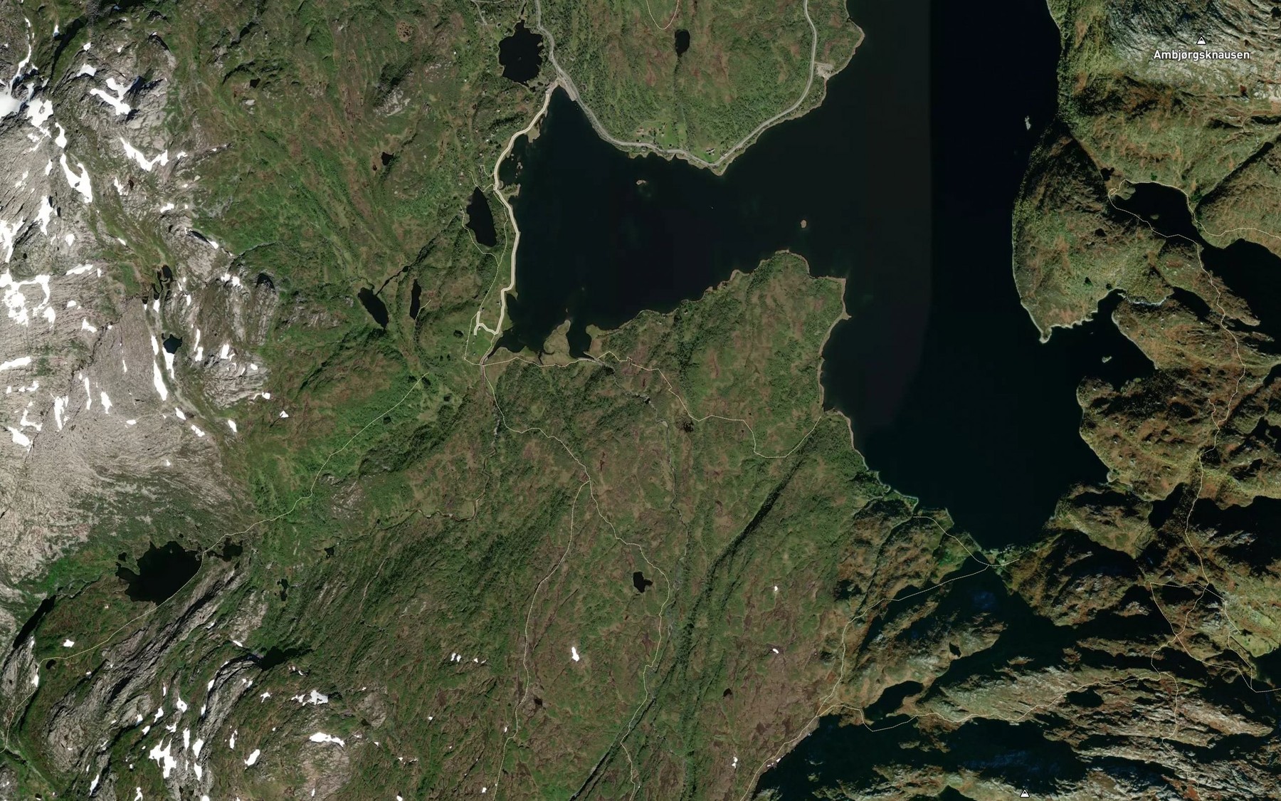 Satellite map of the Haldreifossen