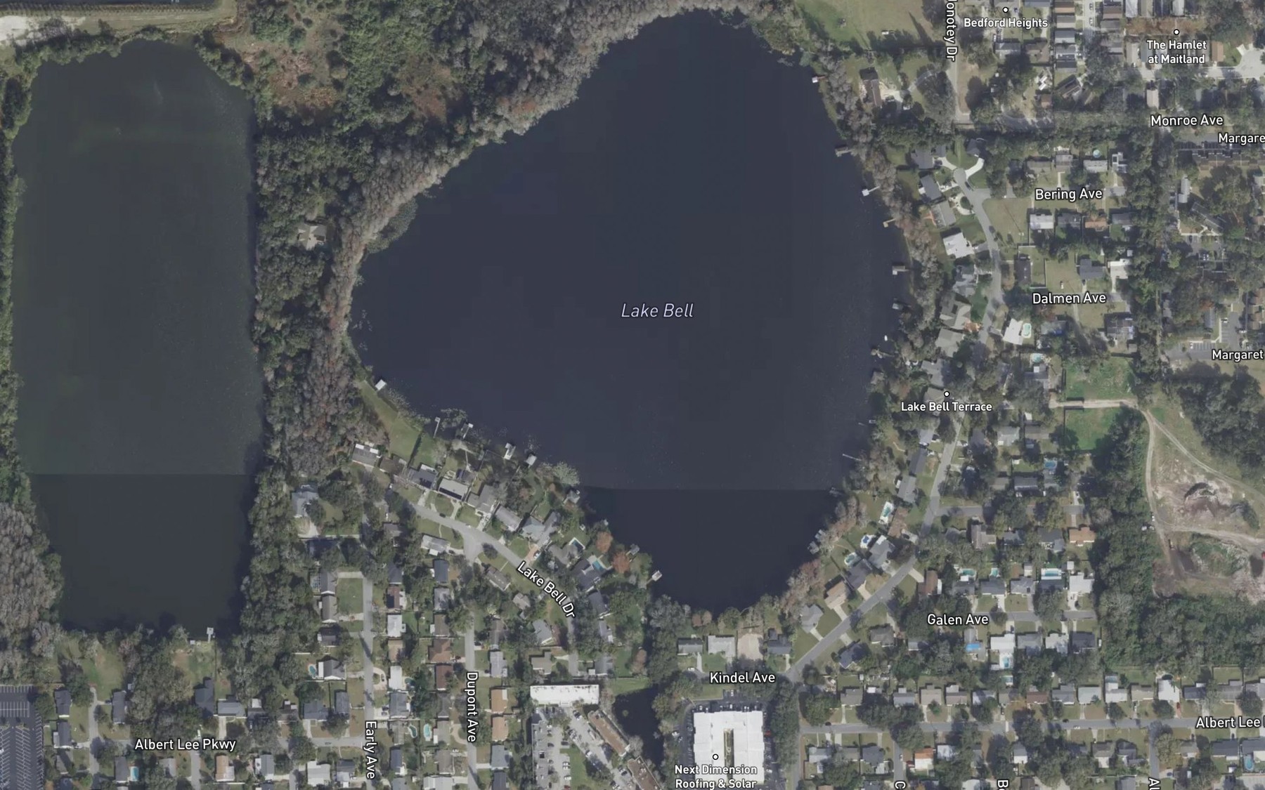 Satellite map of the Lake Bell