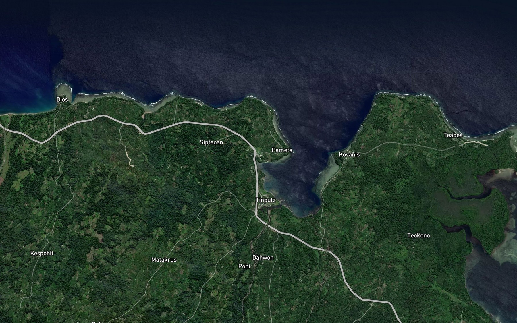 Satellite map of the Teola River
