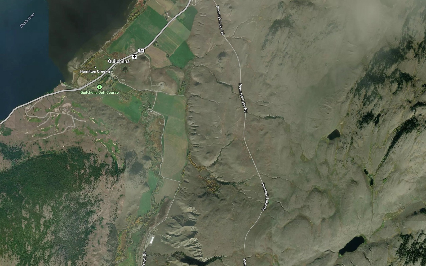 Satellite map of the Robb Creek